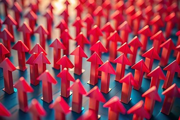 Poster - Miniature Red Arrows: Up and Down Trend, Stock Photo