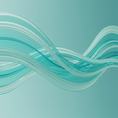 Poster - Abstract Teal Glass Waves: A Serene Flowing Design of Light and Color
