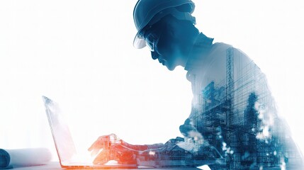 Fototapete - Electrical Engineer Using Laptop for Design and Planning Work