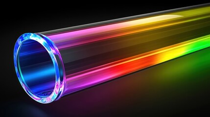 Poster - A vibrant, colorful glass tube showcasing a spectrum of iridescent light.