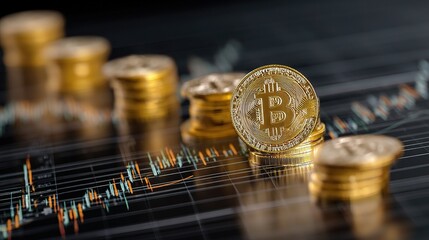 Poster - Double Exposure of Bitcoin with Digital Growth Graph