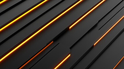 Fototapete - Abstract close-up of textured black surface with glowing orange lines, creating a modern and dynamic visual effect. The interplay of light and shadow adds depth to the composition
