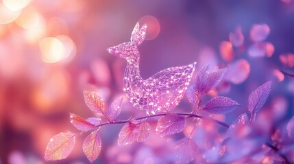 Aufkleber - Vibrant purple leaves glistening with dew under soft lighting in a tranquil garden setting during early morning hours
