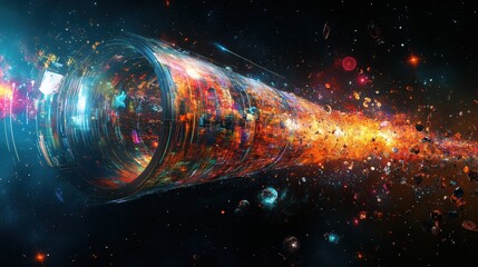 Aufkleber - Colorful cosmic explosion showcasing vibrant galaxies, stars, and celestial bodies within a vast universe, highlighting the beauty of deep space phenomena