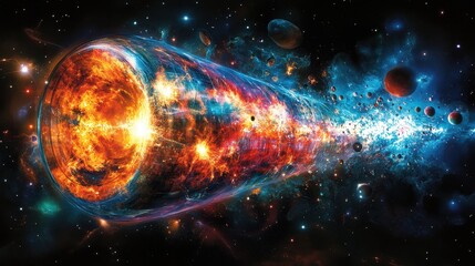 Leinwandbilder - Colorful cosmic explosion showcasing vibrant galaxies, stars, and celestial bodies within a vast universe, highlighting the beauty of deep space phenomena