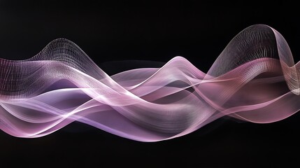 Fototapete - Abstract design featuring flowing waves in shades of pink and purple against a dark background, creating a sense of motion and depth with intricate patterns