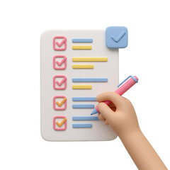 Poster - 3D Cartoon Hand Checking Pastel Checklist