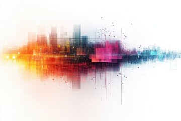 Leinwandbilder - Colorful abstract wave with glowing particles representing energy and motion in digital art, created in a vibrant color palette and soft gradient style