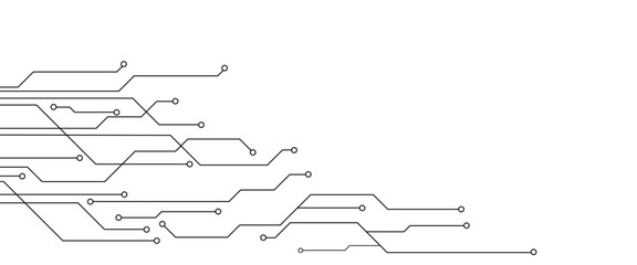 Fototapete - Vector circuit board pattern for technology background. White Abstract geometric dots and lines connection circuit concept.