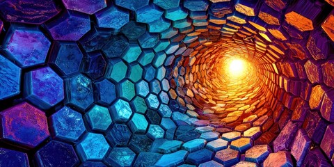 Poster - A colorful, abstract image of a spiral with a yellow center