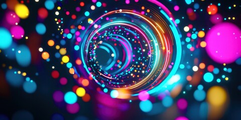 Poster - A colorful, abstract image of a spiral with a yellow center
