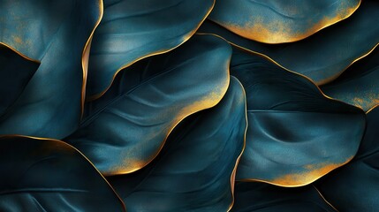 Aufkleber - Stylized metallic waves create a dynamic texture with shadows and highlights in a dark atmospheric setting showcasing artistic design