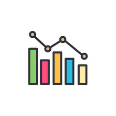 Poster - Data analytics colored icons, minimalist vector illustration ,simple transparent graphic element .Isolated on white background