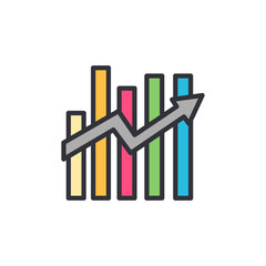 Poster - Data analytics colored icons, minimalist vector illustration ,simple transparent graphic element .Isolated on white background