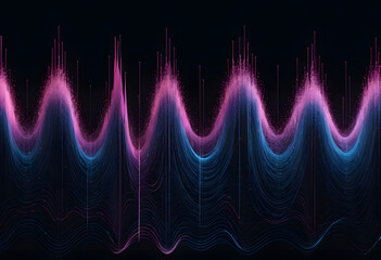 Poster - Colorful Wave Patterns Illustrating Sound Frequencies in a Digital Audio Visualization
