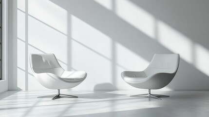 Aufkleber - Bright living space with soft armchairs and wooden table under natural light during daytime