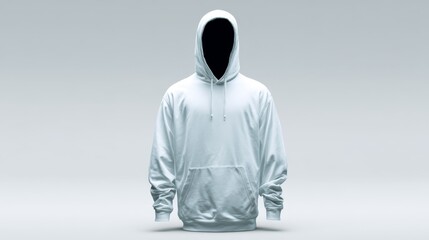 Leinwandbilder - Plain white hoodie features natural fabric folds, presented on an invisible mannequin against a soft neutral background, ideal for apparel catalog presentations