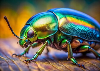 Poster - Iridescent Beetle Shell: Metallic Green & Blue Close-Up