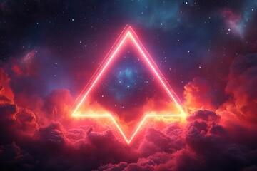 Leinwandbilder - Colorful cosmic triangle glows amidst swirling clouds of stars and nebulae in a breathtaking night sky filled with vibrant hues and celestial energy