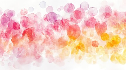 Poster - Abstract bubbles and floating circles in translucent pastel colors on a white background, playful copy space