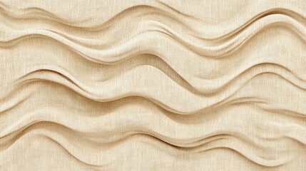 Poster - A soft linen fabric texture in beige color, captured in gentle folds and wrinkles, perfect for a cozy neutral copy space