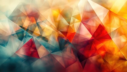 Fototapete - Colorful geometric patterns create a vibrant abstract design with rich textures and warm hues in shifting diamond shapes on a dark background
