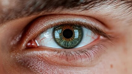 Poster - Macro photography of a human eye showcasing the intricate details of the iris, pupil, and surrounding eyelashes, highlighting the beauty and complexity of the organ of vision