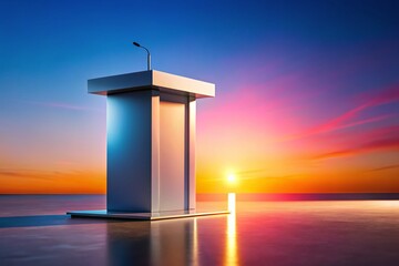 Poster - Futuristic Podium Product Mockup - Modern Design, Dusk Background