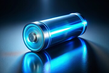 Poster - Futuristic Blue Glow Energy Cell: Minimalist Electric Power Source Technology