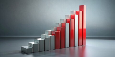 Poster - Financial Growth: Red and Gray Bar Graph Ascending, Conceptual Business Success Stock Photo