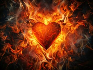 Poster - Fiery Heart in Burning Embers: Dramatic Urban Exploration Stock Photo