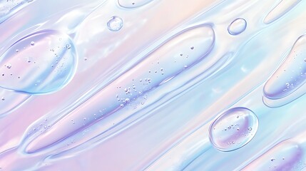 Poster - Abstract image featuring translucent water drops on a pastel background with soft swirling patterns, creating a serene and calming atmosphere