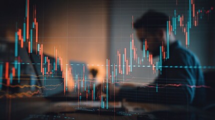 Poster - Man Analyzing Forex Graph with Double Exposure Effect