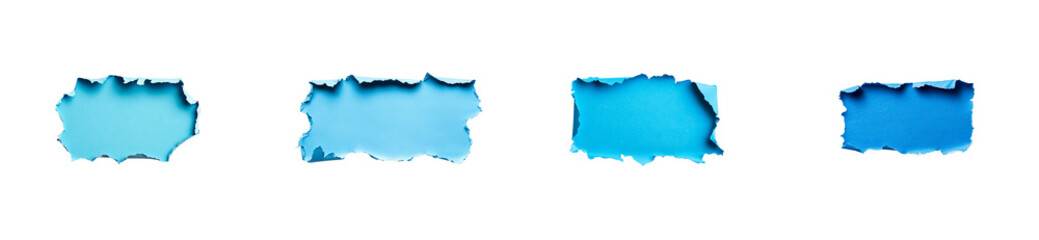 Wall Mural - blue torn paper strips with transparent background for design use