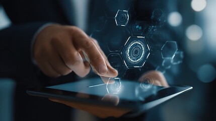 Poster - Businessman Using AI Technology for Innovative Solutions in Business
