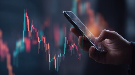 Poster - Businessman Using Online App for Trading Stocks on Smartphone
