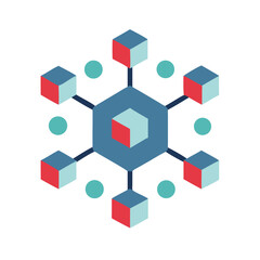 Poster - Blockchain network icon in modern flat design with vibrant colors  