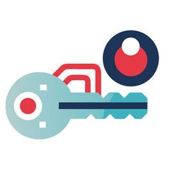 Poster - Stylized Key Icon in Bold Colors for Digital Design  