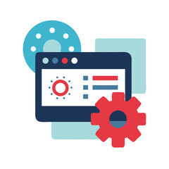 Poster - Icon representing website settings and customization in flat style  