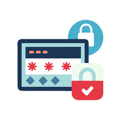 Poster - Digital password protection interface with secure lock symbol  