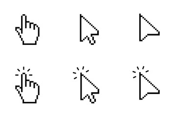 Fototapete - mouse click cursor set. computer mouse click cursor icon set. clicking cursor, pointing hand clicks 