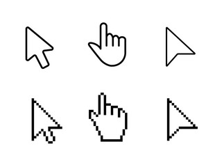 Fototapete - mouse click cursor set. computer mouse click cursor icon set. clicking cursor, pointing hand clicks 