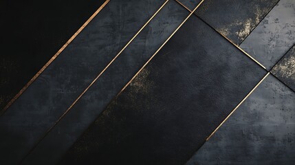 Poster - Abstract composition of dark textured surfaces with golden accents creating a luxurious and sophisticated atmosphere