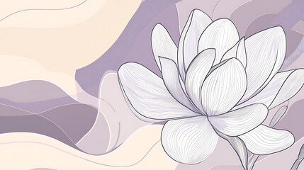 Poster - Abstract floral artwork featuring a delicate lotus flower with soft pastel colors and flowing shapes creates a serene and calming atmosphere