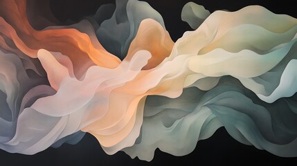 Fototapete - Abstract flowing lines with a blend of soft pastel colors creating a serene and harmonious composition
