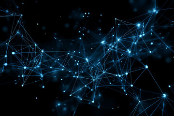 Poster - Vibrant network of interconnected lines and nodes showcasing technology and innovation in a dark setting