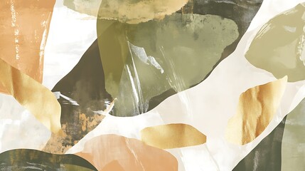Poster - Abstract design featuring overlapping leaves in earthy tones, with rich textures and blended hues creating a harmonious visual balance
