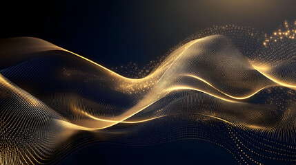Aufkleber - A mesmerizing abstract wave design featuring golden hues and shimmering lights, evoking elegance and luxury.