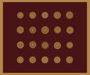 Aufkleber - Creative luxury decorative mandala background. Set of mandala with floral ornament pattern, Vector mandala relaxation patterns unique design with nature style, Hand drawn pattern, Mandala template 