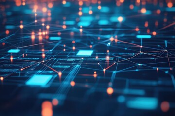 Leinwandbilder - Exploration of digital network connections and data flow in a futuristic landscape